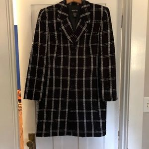 Style & Co black & white plaid long jacket